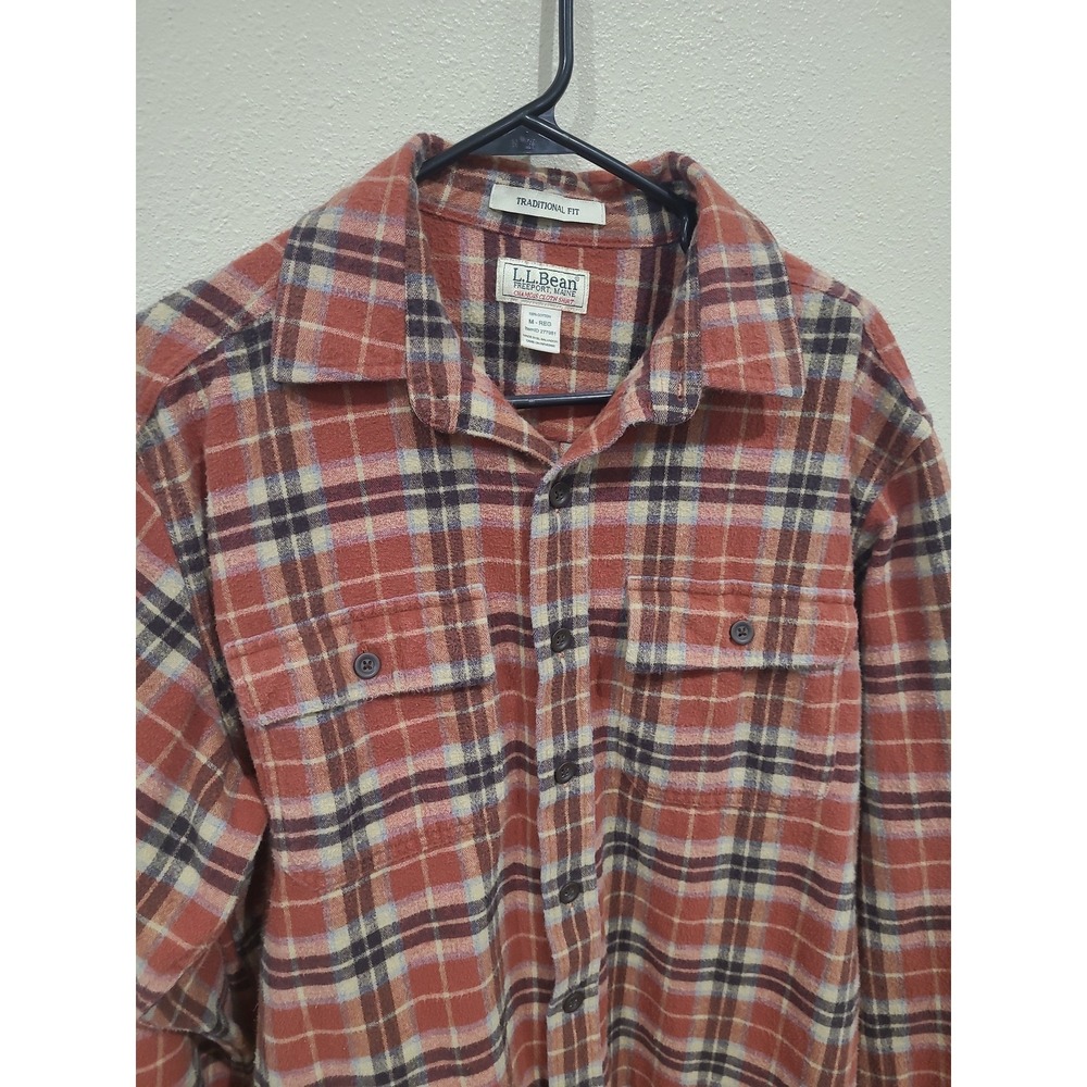 L.L. Bean Chamois Flannel button down Shirt Men SZ M Reg Traditional fit outdoor - Picture 3 of 10